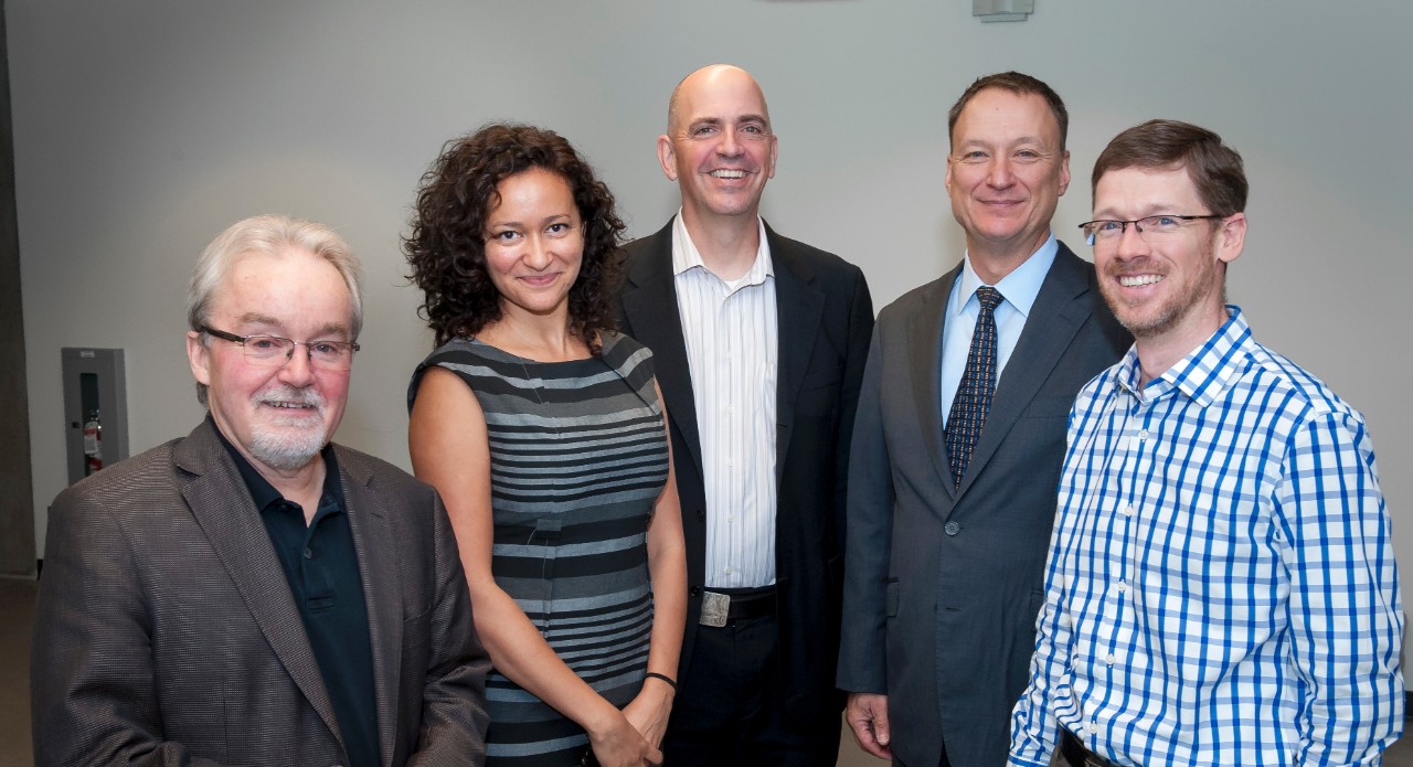 Angela Kaida and Robert Hogg with fellow HIV researchers